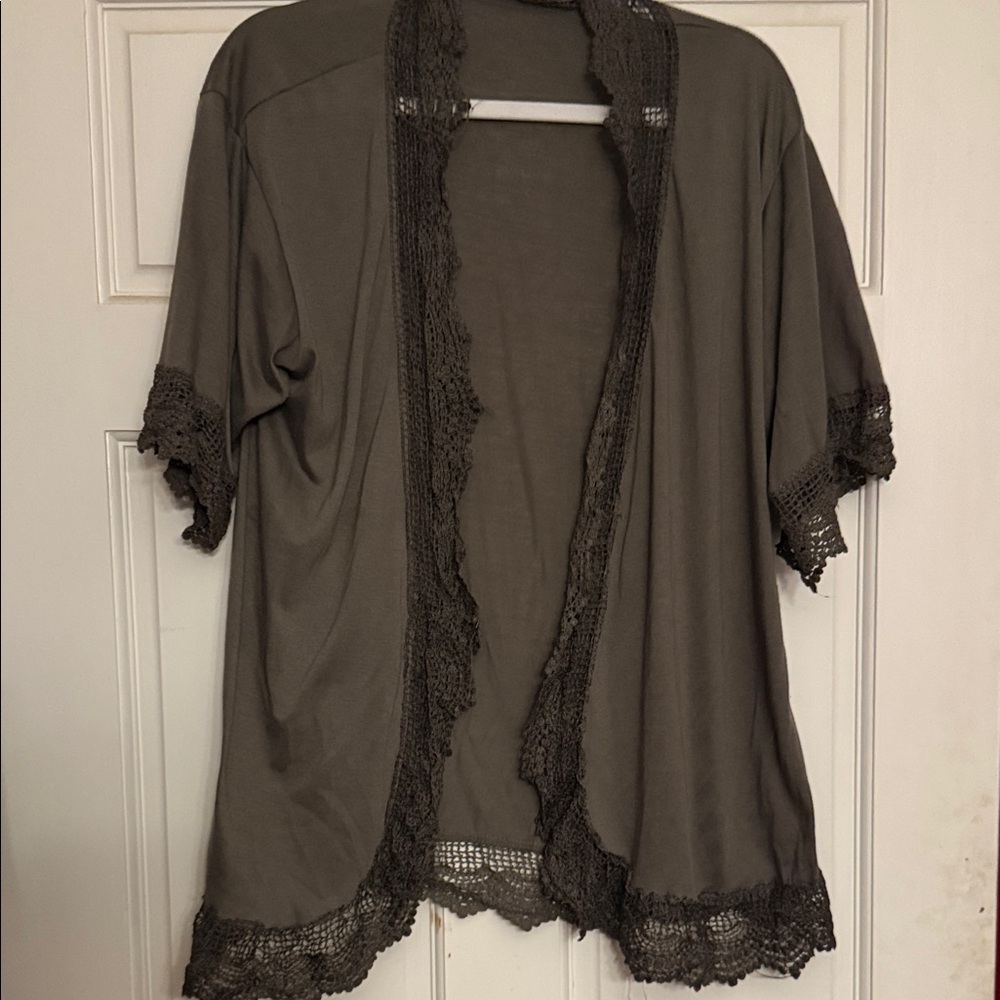 Lace Trim Open Cardigan